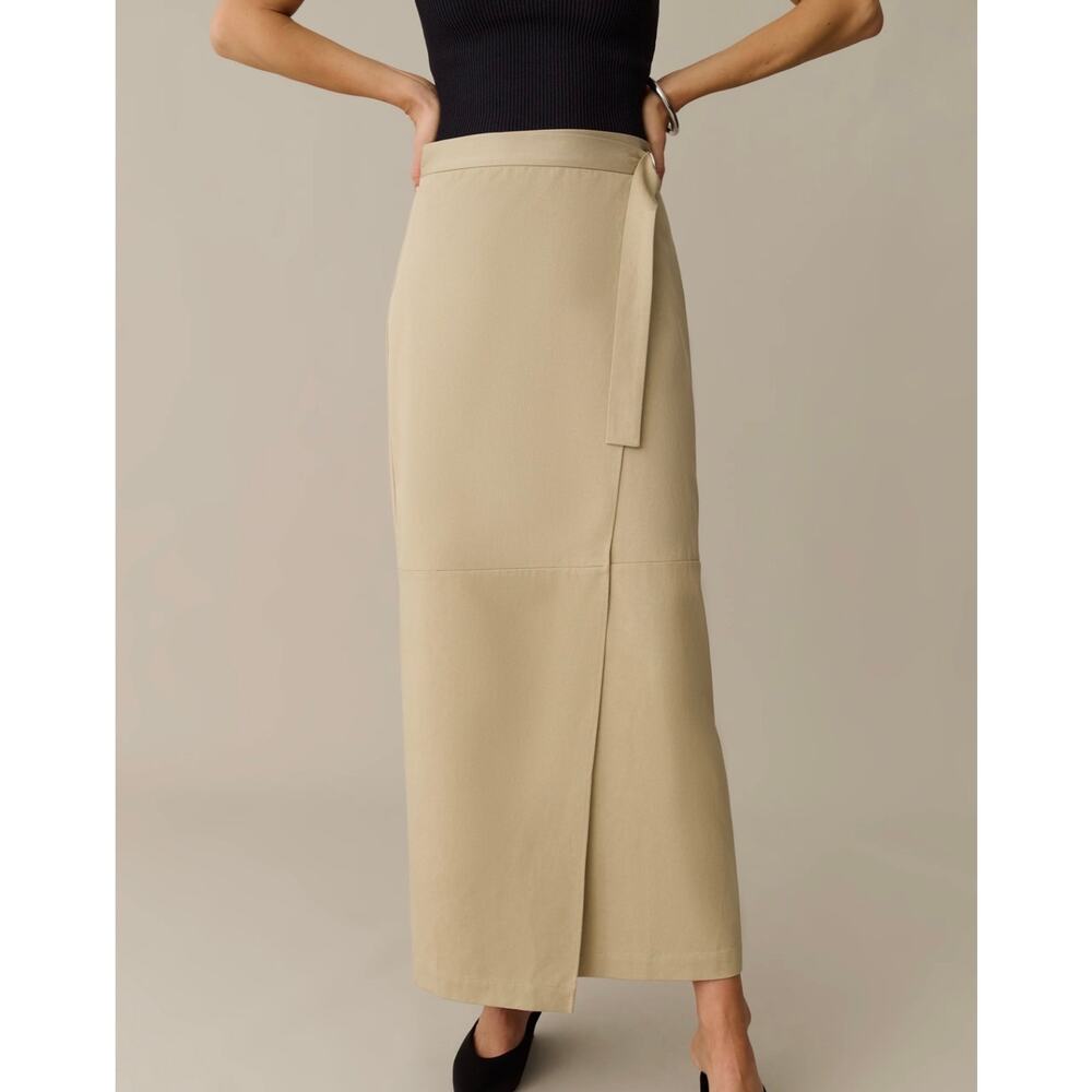 New O.P.T tan Annelise wrap maxi skirt $147 size XS - Picture 2 of 6
